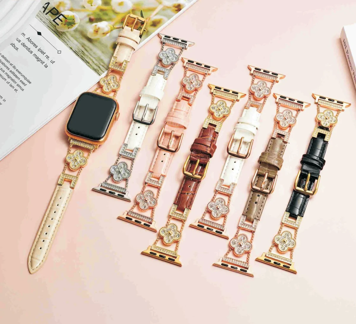 Model 8085 leather and metal chain strap